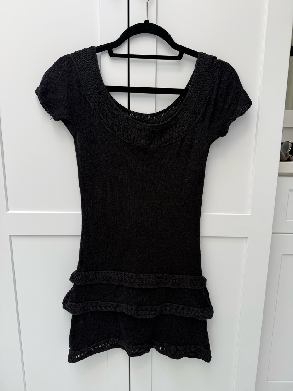 Theory Black Short-Sleeve Knit Dress